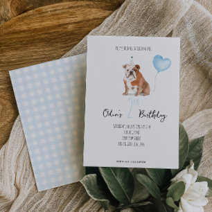 English Bulldog Birthday Invitation - Boy