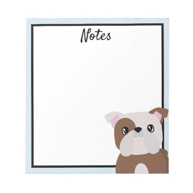 English Bulldog Blank Notepad (Front)