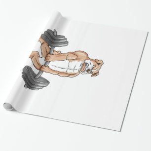 English Bulldog Bodybuilder Weightlifting Barbell Wrapping Paper
