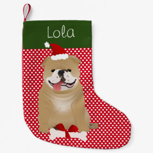 English Bulldog Buff Colour Personalised Small Christmas Stocking