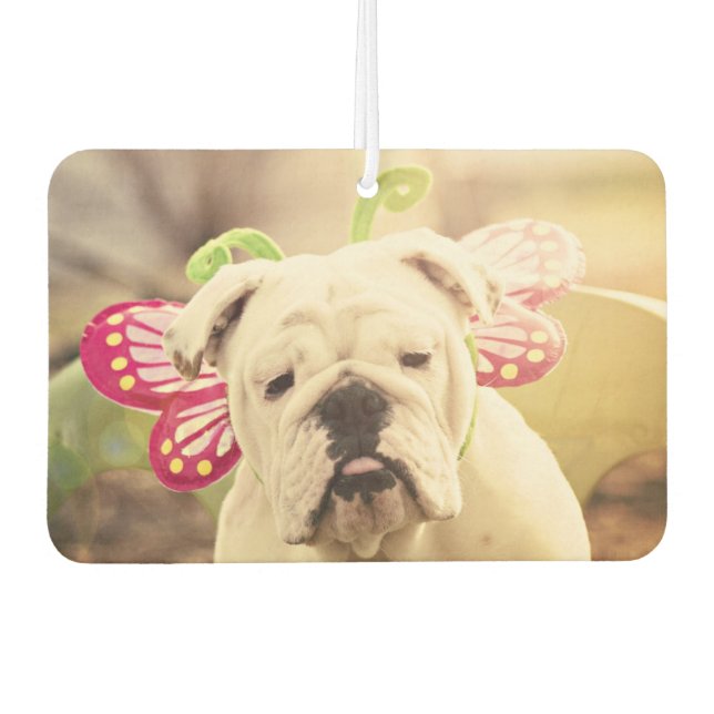 English Bulldog Butterfly Photo Car Air Freshener (Front)