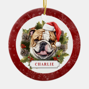 English Bulldog Ceramic Circle Ornament