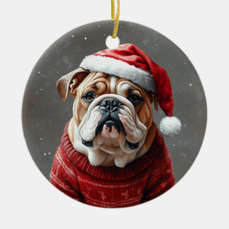 English Bulldog Ceramic Tree Decoration
