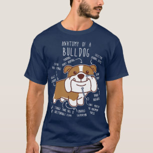 English Bulldog Chocolate and White Dog Anatomy T-Shirt