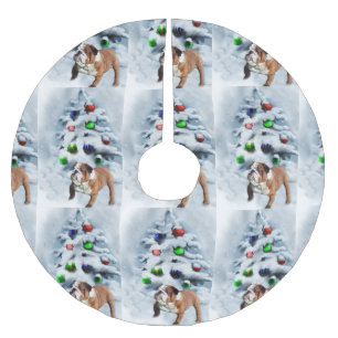 English Bulldog Christmas Brushed Polyester Tree Skirt