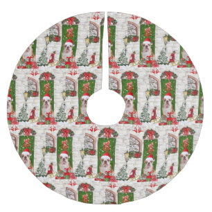 English Bulldog Christmas Brushed Polyester Tree Skirt