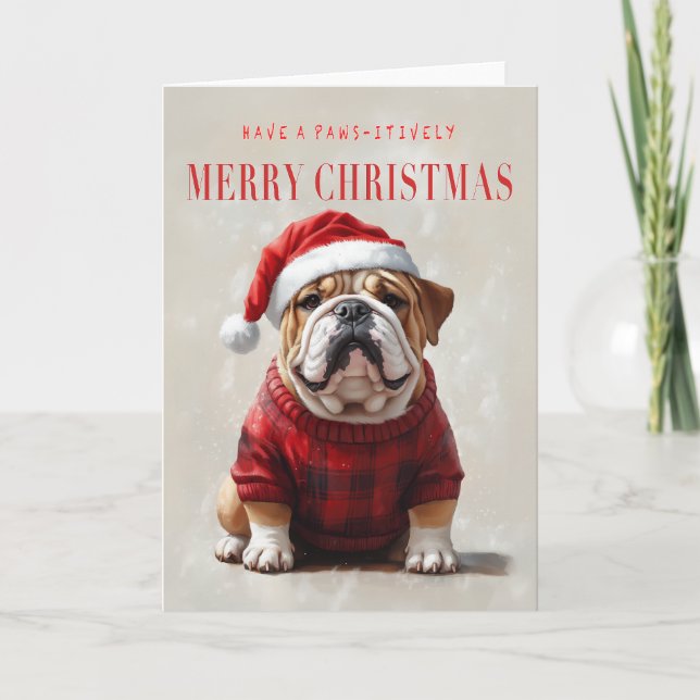 English bulldog Christmas card (Front)