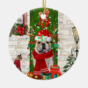 English Bulldog Christmas   Ceramic Tree Decoration