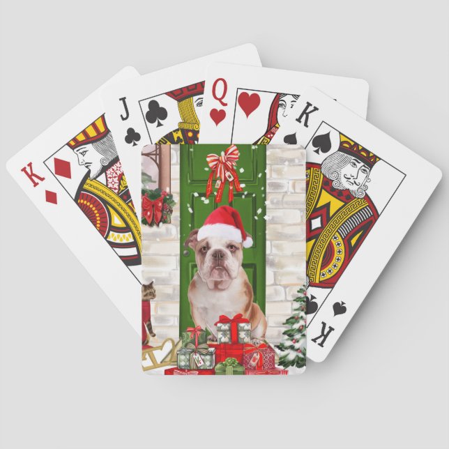 English Bulldog Christmas Classic Playing Cards (Back)