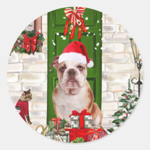 English Bulldog Christmas Classic Round Sticker