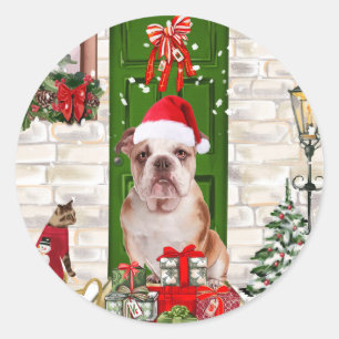 English Bulldog Christmas   Classic Round Sticker