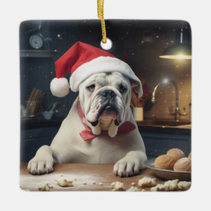English Bulldog Christmas Cookies Holiday Ceramic Ornament