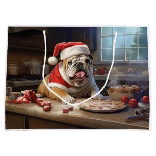 English Bulldog Christmas Cookies Holiday Large Gift Bag