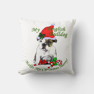 English Bulldog Christmas Cushion