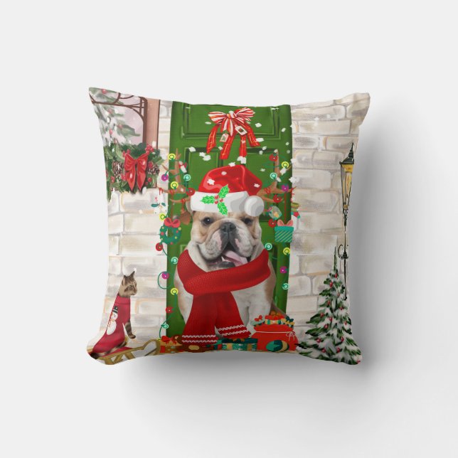 English Bulldog Christmas  Cushion (Front)