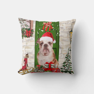 English Bulldog Christmas Cushion