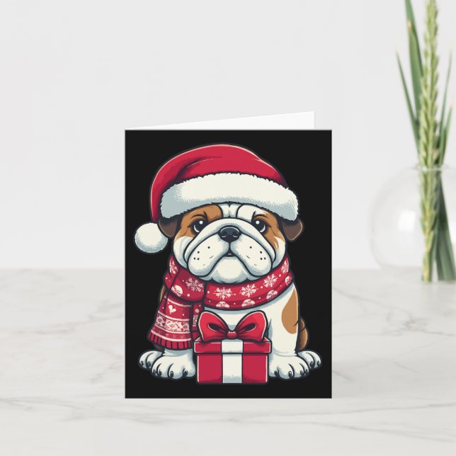 English Bulldog Christmas Cute Santa Pet For Anima Card (Front)