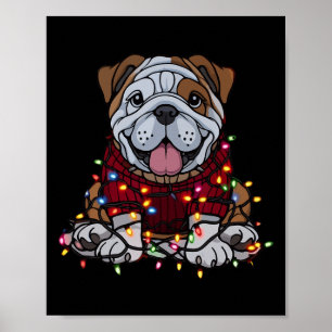 English Bulldog Christmas Cute Santa Pet For Anima Poster