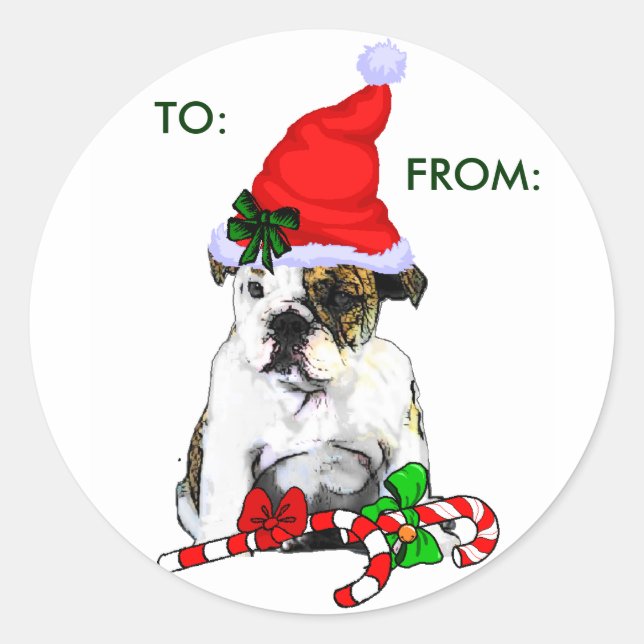 English Bulldog Christmas Gifts Classic Round Sticker (Front)