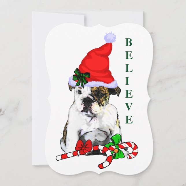 English Bulldog Christmas Holiday Card (Front)