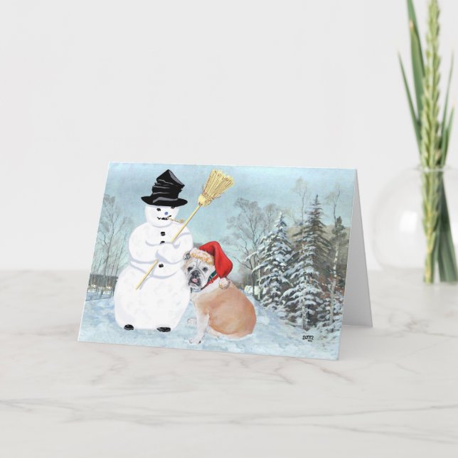 English Bulldog Christmas Holiday Card (Front)