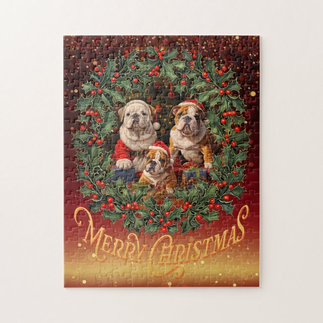 English Bulldog Christmas Jigsaw Puzzle (Vertical)