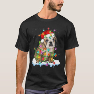 English Bulldog Christmas Lights Santa Dog Lover C T-Shirt