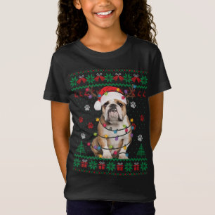 English Bulldog Christmas Lights Santa Dog Lover U T-Shirt