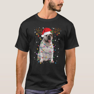 English Bulldog Christmas Lights & Santa Hat Xmas  T-Shirt