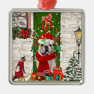 English Bulldog Christmas   Metal Tree Decoration