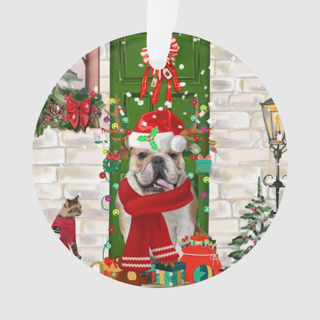 English Bulldog Christmas  Ornament (Front)