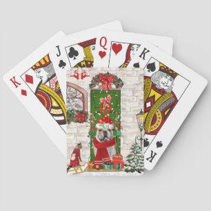English Bulldog Christmas Playing Cards