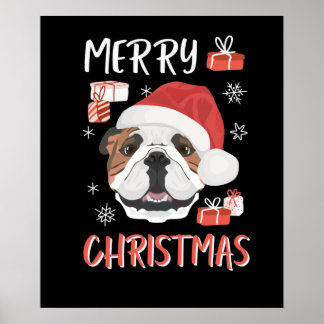 English Bulldog Christmas Poster
