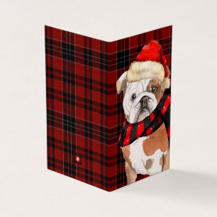 English Bulldog Christmas Red Holiday Plaid