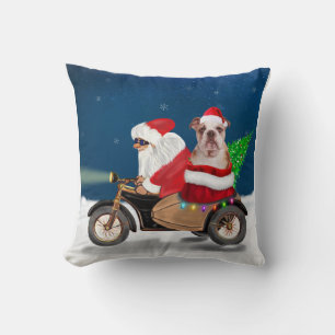 English Bulldog Christmas Santa Claus Cushion