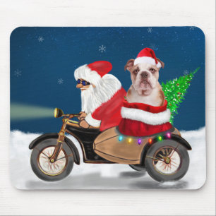 English Bulldog Christmas Santa Claus Mouse Mat