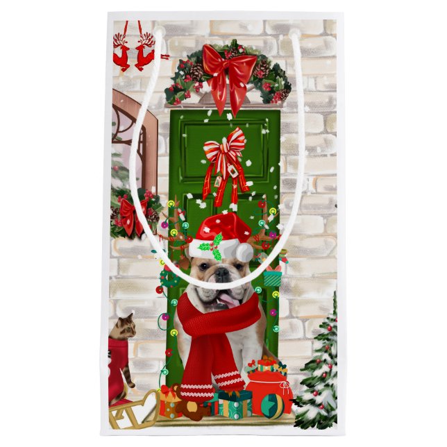 English Bulldog Christmas   Small Gift Bag (Front)