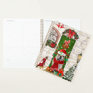 English Bulldog Christmas  Throw Planner