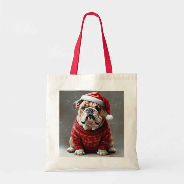English Bulldog Christmas  Tote Bag (Front)