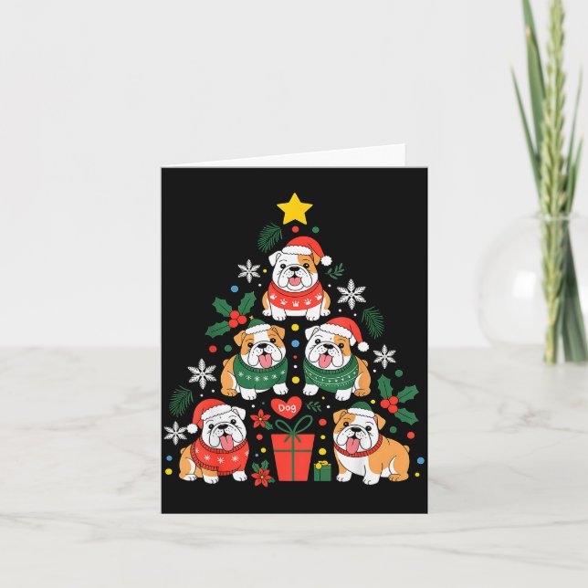 English Bulldog Christmas Tree Dog Lover Women Men Card (Front)