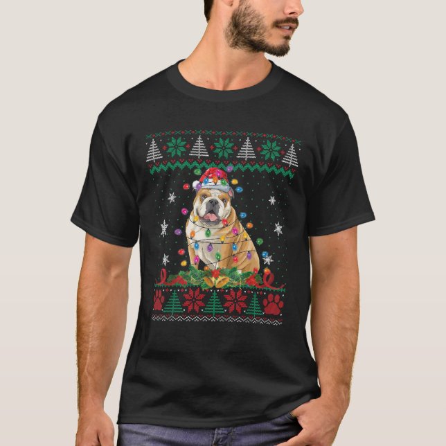 English Bulldog Christmas Ugly Sweater Funny Dog L (Front)