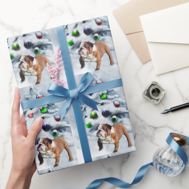 English Bulldog Christmas Wrapping Paper (Gifting)