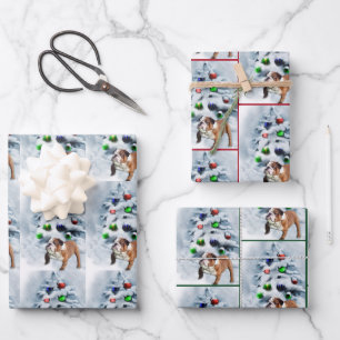 English Bulldog Christmas Wrapping Paper Sheet