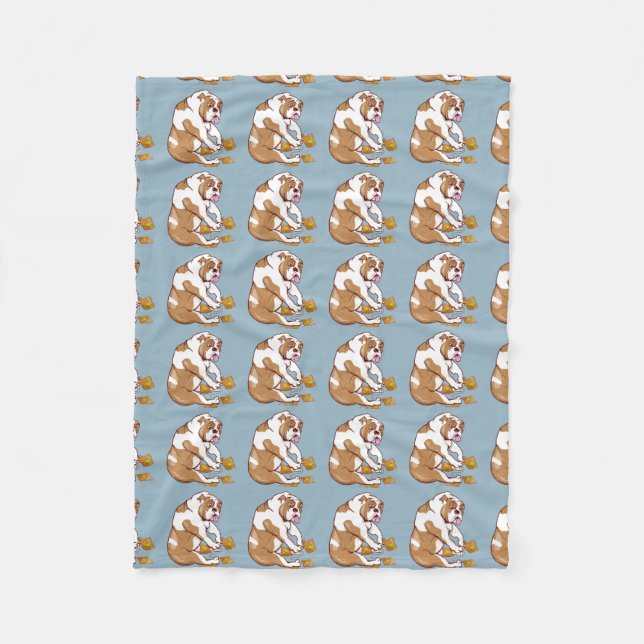 English Bulldog Crochet Fleece Blanket (Front)