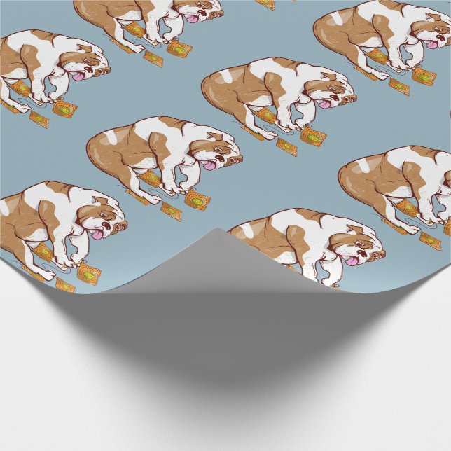 English Bulldog Crochet Wrapping Paper (Corner)