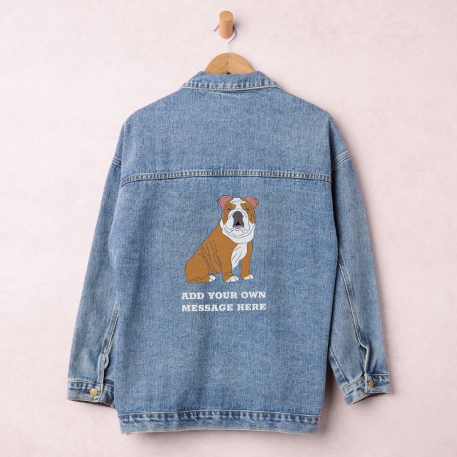 English Bulldog Custom Message Graphic Denim Jacket (Hangar)