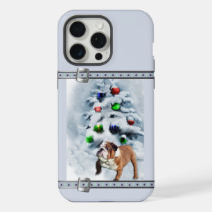 English Bulldog Cute Blue Christmas Holidays iPhone 15 Pro Max Case