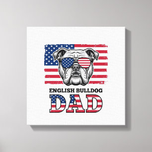 English Bulldog Dad Patriotic Vintage Shirt Design Canvas Print