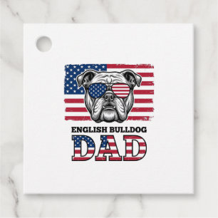 English Bulldog Dad Patriotic Vintage Shirt Design Favour Tags