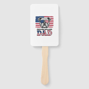 English Bulldog Dad Patriotic Vintage Shirt Design Hand Fan
